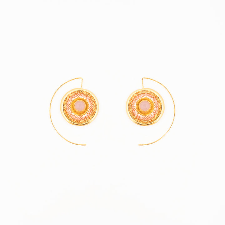 Aretes Cuarzo Rosa Coyolxauhqui