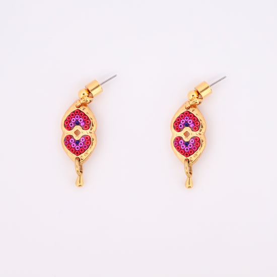 Aretes Huichol Bañado en Oro Divina Feminidad