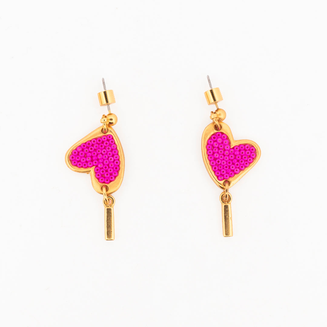 Aretes Rosa Corazón