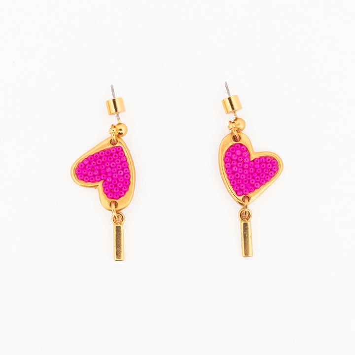 Aretes Rosa Corazón