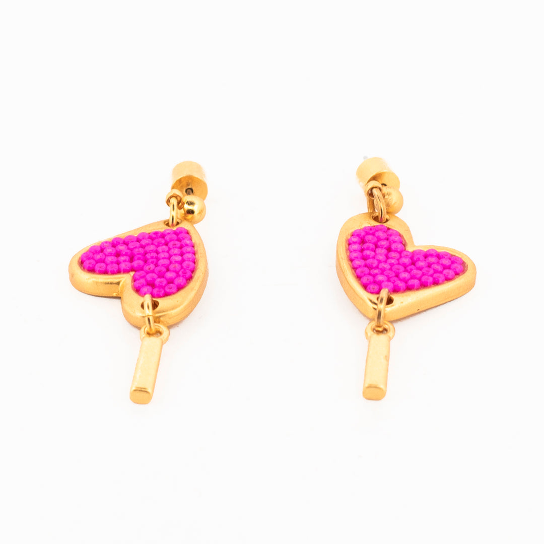 Aretes Rosa Corazón