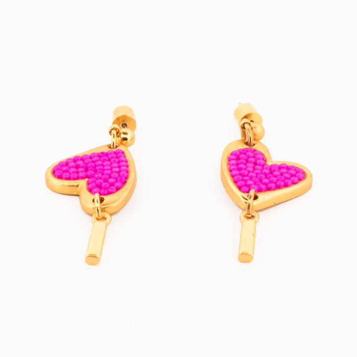 Aretes Rosa Corazón