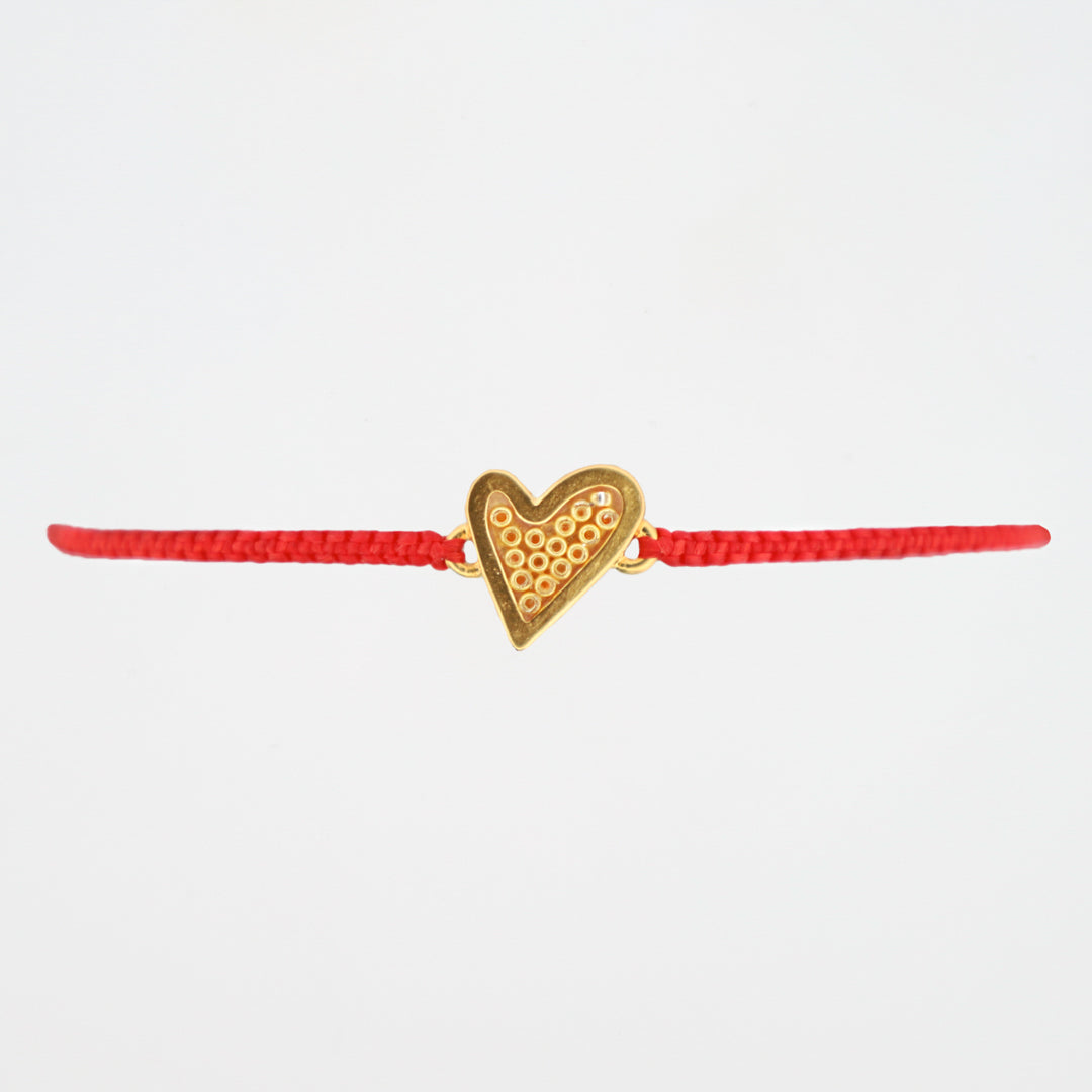 Pulsera Corazón Chiquita en baño de oro 24k y macramé mini 413