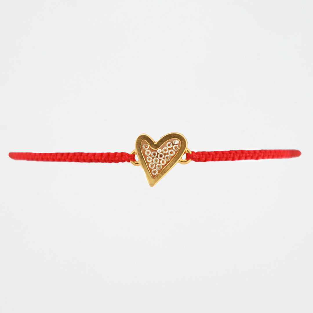 Pulsera Corazón Chiquita en baño de oro 24k y macramé mini 413