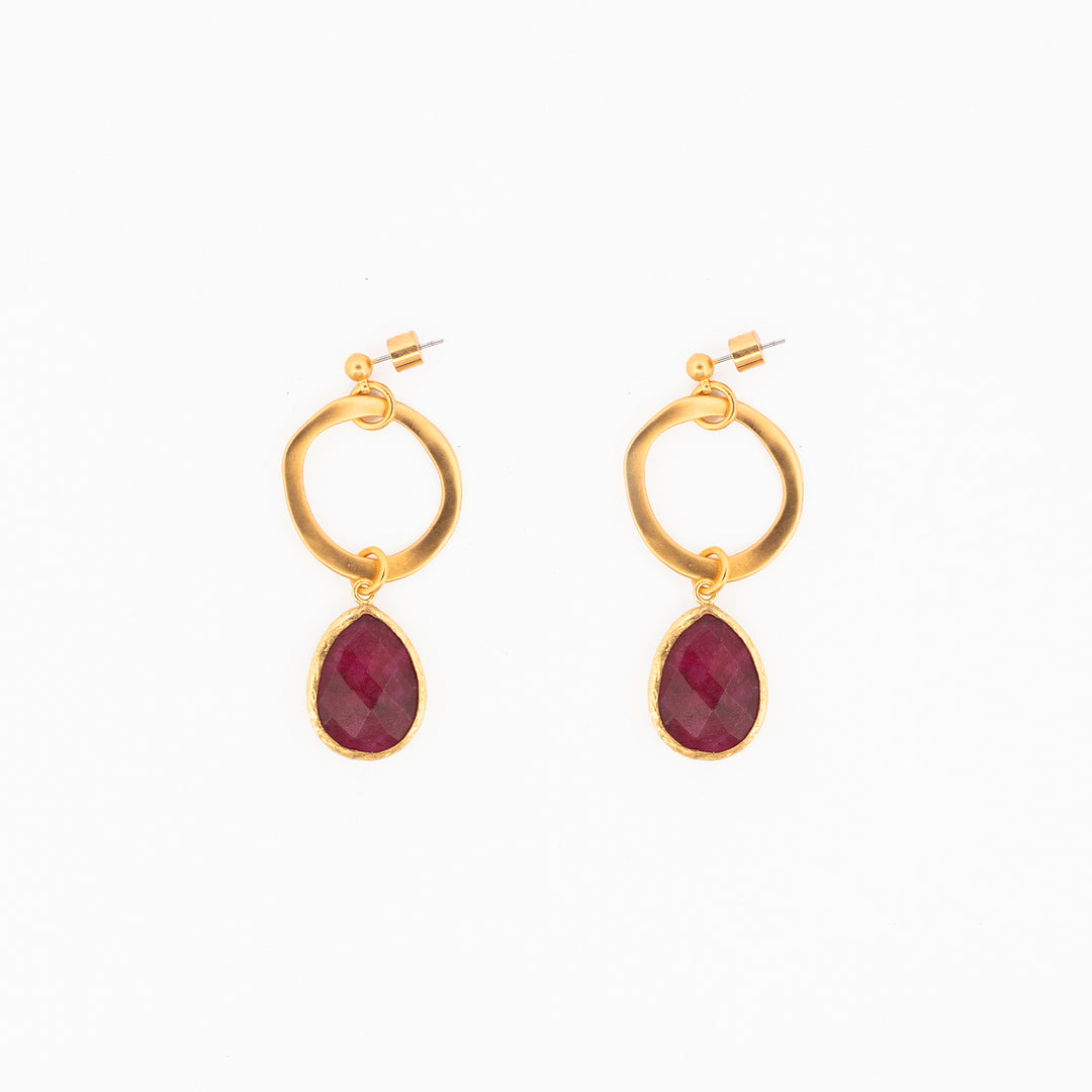 Aretes Rubi Semi-precioso