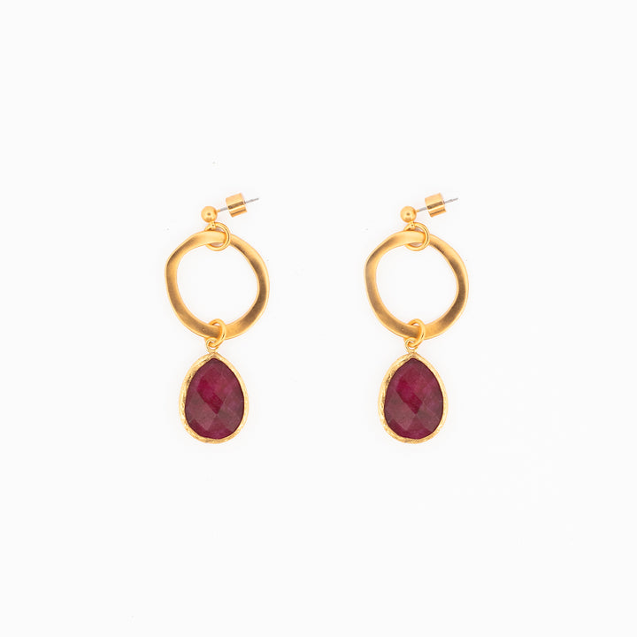 Aretes Rubi Semi-precioso