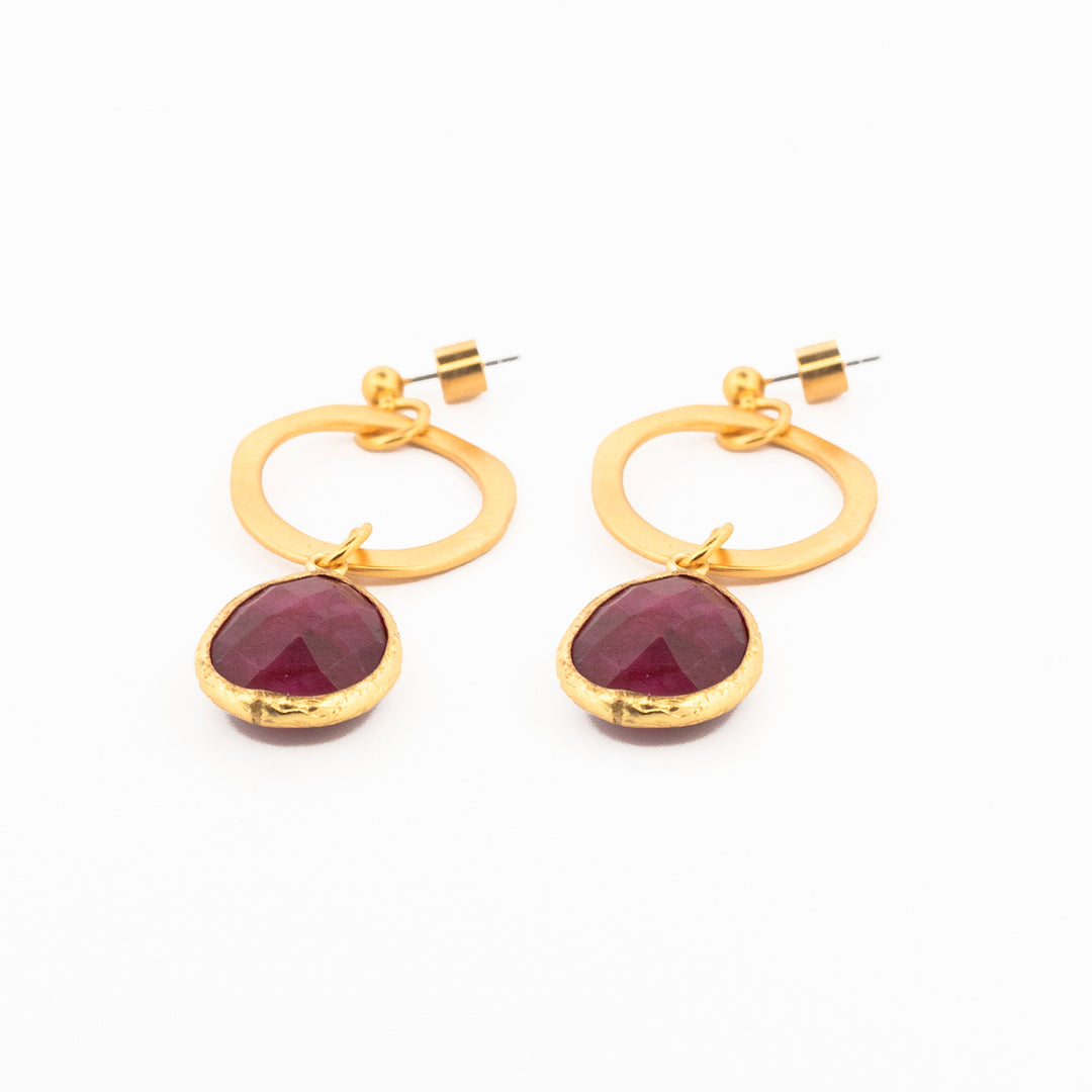 Aretes Rubi Semi-precioso