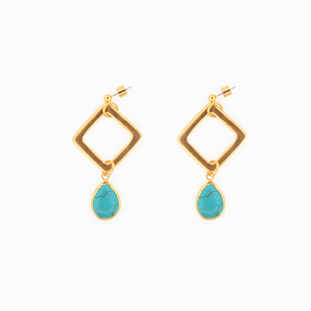 Aretes Turquesa Rombo