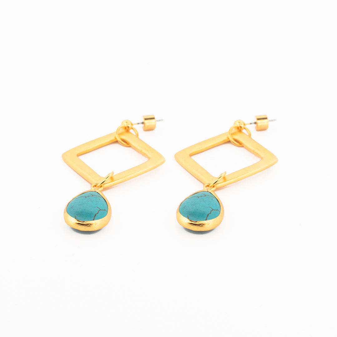 Aretes Turquesa Rombo